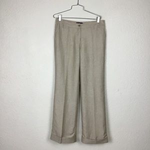 Boden Women’s Wide Legs Pants Wool/Linen sz US 8 Cuffed Beige Long Clas…